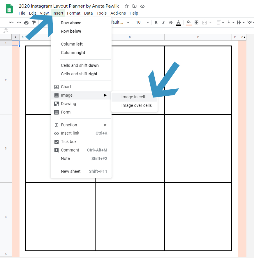 How to plan Instagram feed in Google Sheets - Free Instagram Feed Planner